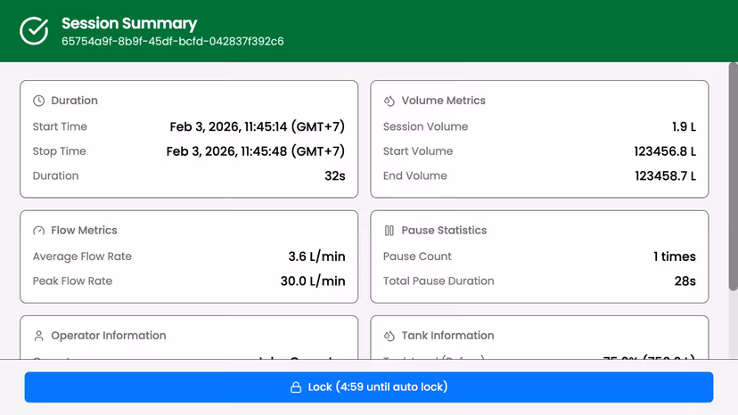 Fuel Monitoring System screen 1
